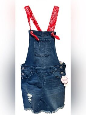 NWT Justice Deconstructed Denim Shortall Jumper Built in Shorts - Size 12 (L)